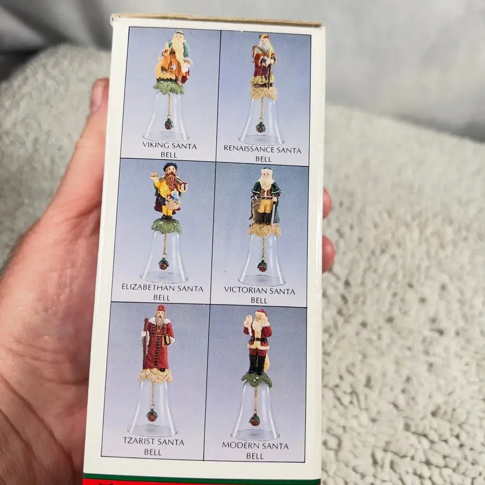 Novelino Christmas Through The Ages Glass Bell Resin Topper 1992 Viking Santa